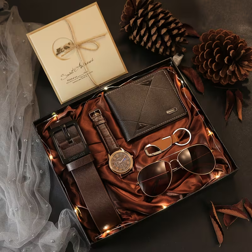 LIMITED-TIME50% OFF!  Premium 5 Piece Men  s Fashion Accessory Gift Set   Watch  Belt  Wallet Sunglasses  Keychain Complete Gift Box