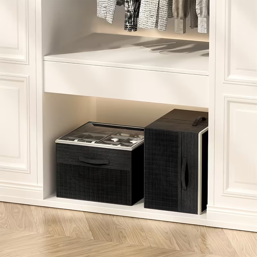 1pc Foldable Shoe Storage Organizer with Clear Window, 16-Grid Shoe Box with Handle, Space-Saving Closet Shoe Container for Sneakers, Boots, Home Entryway Bedroom Dorm, Under-Bed Storage