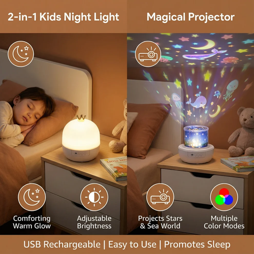 2-in-1 children's night light and projector