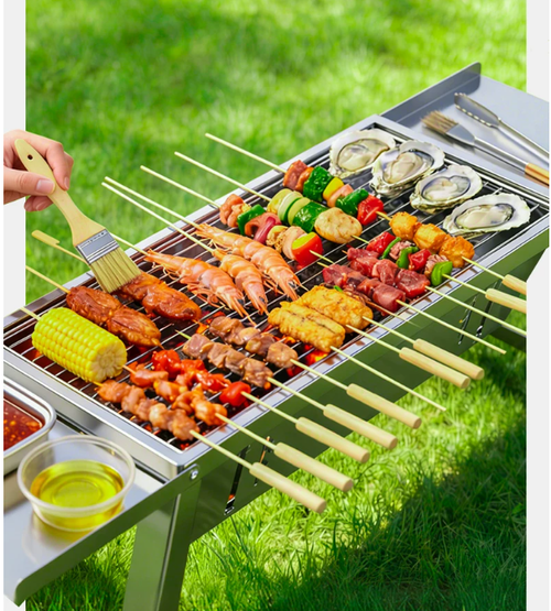 Easy Assembly Outdoor Grill-to-Carry Grill Portable Stainless Steel BBQ Grill For Outdoor Camping and Picnic Foldable Charcoal Barbecue