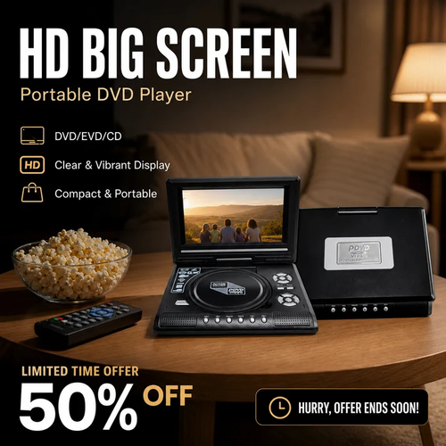 📺 7.8 HD Portable DVD EVD Player   Large Screen  Rechargeable    Compatible with DVD CD USB SD  Perfect for Home Travel 🔥 50% OFF