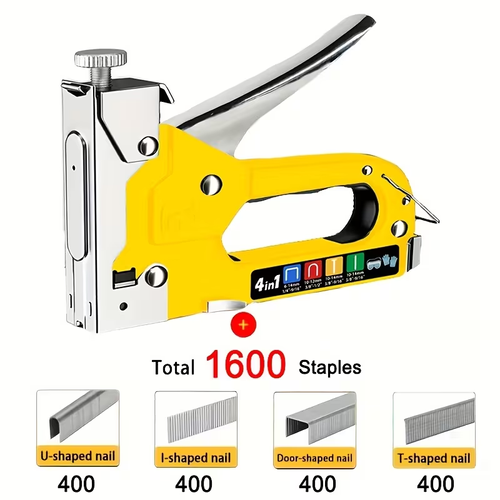 🛠️ 4 In 1 Staple Nail Tool ✅ Adjustable Power & 1600 Nails Included | Fast DIY Woodworking Fixes 🔥 -50% TODAY ONLY