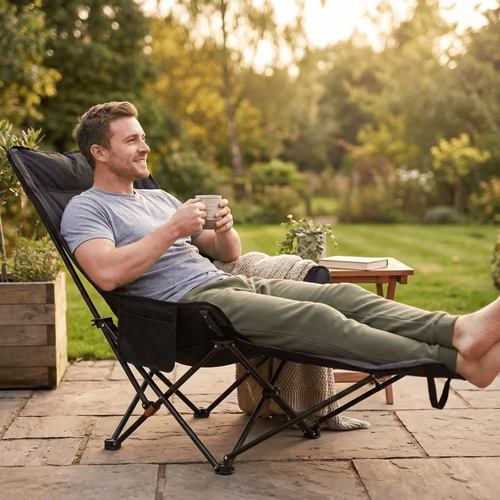 Folding Reclining Camping Chair with Detachable Footrest