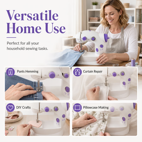 Limited-time 50% off  Mini Portable Household Electric Sewing Machine with Dual Speed and Foot Pedal
