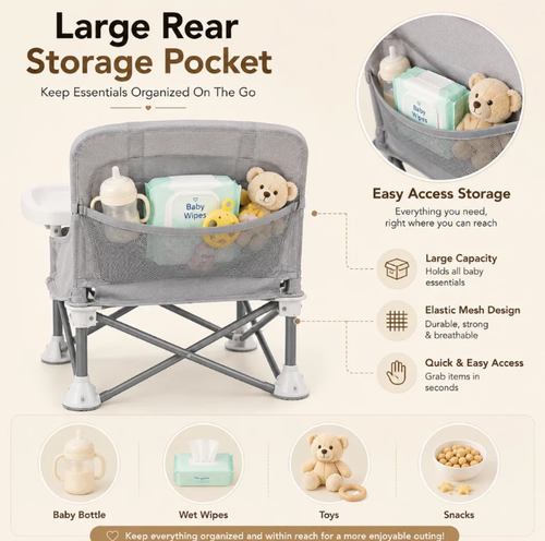 ✨ No more bulky high chairs or messy mealtimes on the go!  The Portable Foldable Baby High Chair sets up in seconds and folds just as quickly, giving your little one a safe, comfortable place to eat wherever you are.  👶 One-Click Folding Design 🛡 Secure 5-Point Safety Harness 🎒 FREE Travel Storage Bag 💦 Easy-to-Clean Removable Tray & Seat Cover 🏕 Perfect for Travel, Camping, Restaurants & Family Visits  Because every adventure is better when mealtime is this easy. 💛