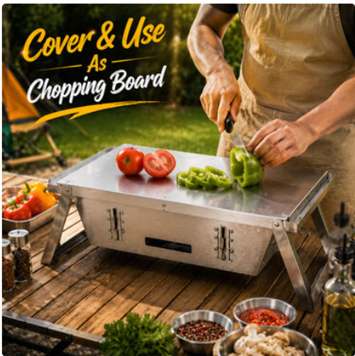 Easy Assembly Outdoor Grill-to-Carry Grill Portable Stainless Steel BBQ Grill For Outdoor Camping and Picnic Foldable Charcoal Barbecue