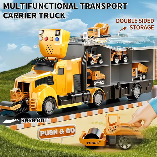7-In-1 Diecast Construction Toys for Children Aged 3-9, Trucks for Boys, Excavator Toy, Kids' Play Cars & Race Cars, And an Excellent Gift for Birthdays, Halloween Christmas for Both Boys And Girls
