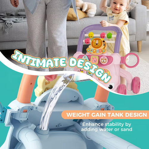New Infant Plastic Baby Walker Trolley with Music Box & Push Toys for Learning & Play-Stroller Inspired