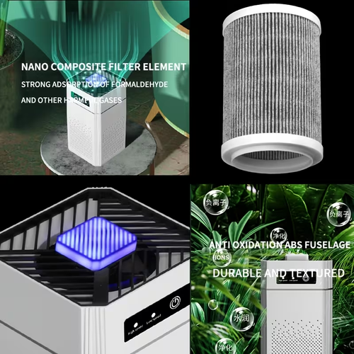USB portable negative ion air purifier, with three adjustable wind speeds, button operation combined with status indicator lights. USB multi-scenario power supply, releases negative ions to assist in the deposition of particulate matter and improve odors. Suitable for bedrooms, desktops, and small spaces in cars. Do not block the ventilation holes. Modules may have normal wear and tear, only serving as auxiliary purification, and regular cleaning is required.