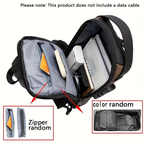 Men's Anti-Theft Password Lock Chest Bag - Fashionable Motorcycle and Leisure Sports Crossbody Bag, Durable Fabric, Adjustable Shoulder Strap