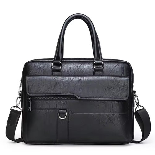 Vintage Leather Messenger Bag for Men Large PU Leather Laptop Briefcase Satchel Polyester Zipper Waterproof School Work Bag