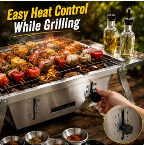 Easy Assembly Outdoor Grill-to-Carry Grill Portable Stainless Steel BBQ Grill For Outdoor Camping and Picnic Foldable Charcoal Barbecue