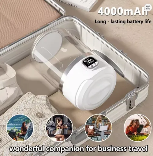 4000mAh Battery Fully Automatic Mini Portable Washing Machine 🔋 Wash Underwear & Socks 🧦 Perfect for Business Trips & Outdoor Adventures ✈️🏕️