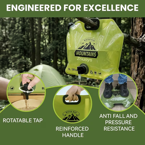 🌲Outdoor Collapsible Water Container Bag – PE Material, 8L Capacity with Knob Faucet, Foldable & Portable for Camping & Road Trips