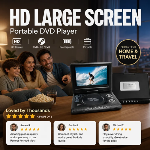 📺 7.8 HD Portable DVD EVD Player   Large Screen  Rechargeable    Compatible with DVD CD USB SD  Perfect for Home Travel 🔥 50% OFF