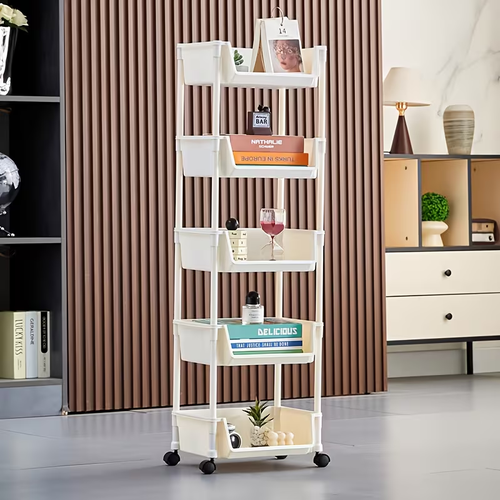 Multi-Tier Rolling Storage Cart for Narrow Spaces
