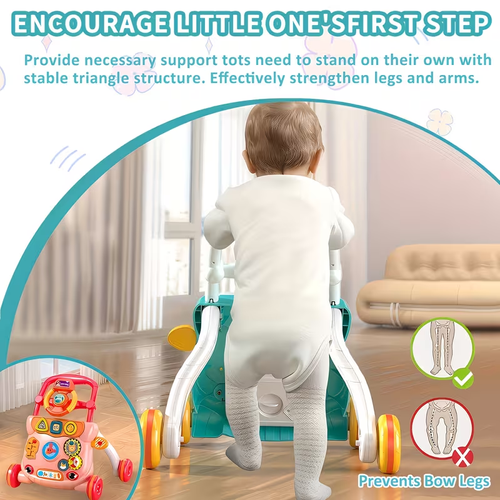 New Infant Plastic Baby Walker Trolley with Music Box & Push Toys for Learning & Play-Stroller Inspired