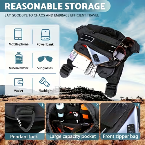 Motorcycle Chest Rig Bag | Waterproof Multi-Pocket Chest Pack for Okada Riders & Outdoor Adventure