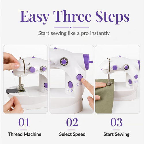 Limited-time 50% off  Mini Portable Household Electric Sewing Machine with Dual Speed and Foot Pedal