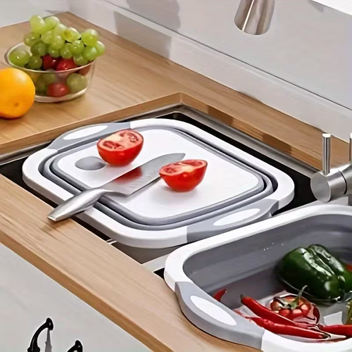 Foldable 3-in-1 Cutting Board & Drain Wash Basin Multi-Purpose Food Prep Tool for Home Kitchen, Suya Barbecue & Picnic