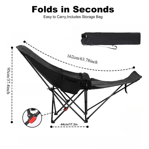 Folding Reclining Camping Chair with Detachable Footrest