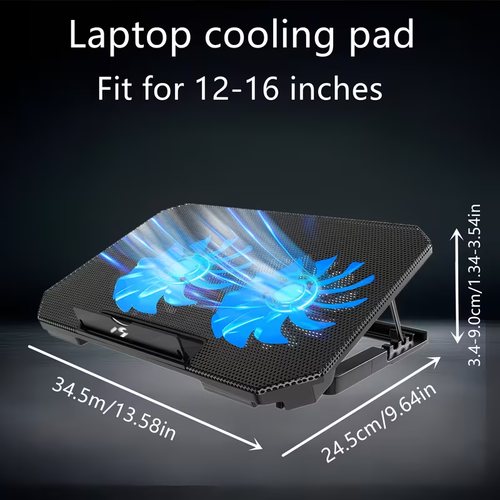 Laptop Cooling Pad Radiator with 2 Large Quiet Fans, Laptop Gaming Computer Cooler, Laptop Cooling Pad Compatible with Computer Radiator, Laptop Office Stand Accessories