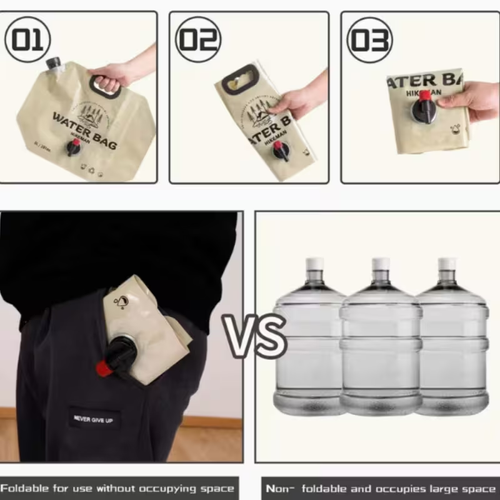 🌲Outdoor Collapsible Water Container Bag – PE Material, 8L Capacity with Knob Faucet, Foldable & Portable for Camping & Road Trips
