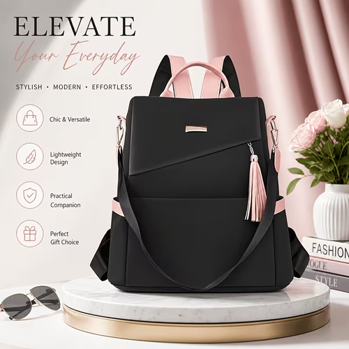 Fashion Women's Anti-Theft Backpack - Stylish Soft, Spacious Design, Trendy Casual Women's Backpack, Lightweight and Suitable for Travel and Commuting, Features Adjustable Shoulder Straps and Zipper Closure