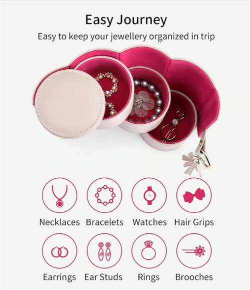 💎 Layered Travel Jewelry Case – Elegant Storage, Always Ready to Shine✈
