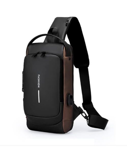 Men's Anti-Theft Password Lock Chest Bag - Fashionable Motorcycle and Leisure Sports Crossbody Bag, Durable Fabric, Adjustable Shoulder Strap