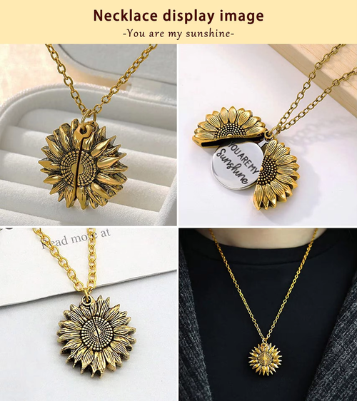 🌞  You Are My Sunshine  Sunflower Necklace🌻Double-sided engraving