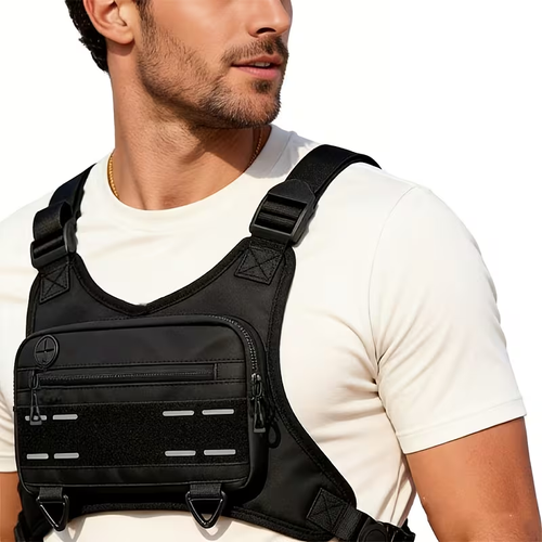 Motorcycle Chest Rig Bag | Waterproof Multi-Pocket Chest Pack for Okada Riders & Outdoor Adventure