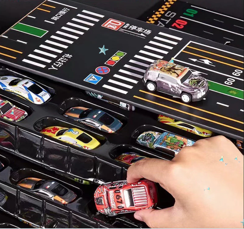 48 Mini Pull-Back Cars with Built-In Garage Set