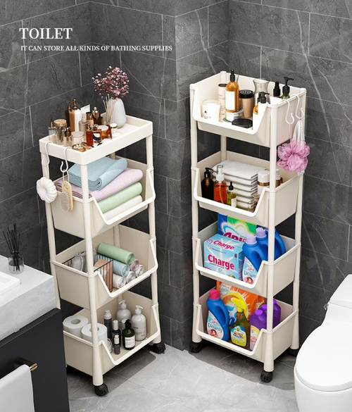 Multi-Tier Rolling Storage Cart for Narrow Spaces