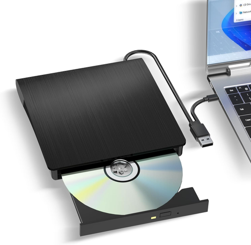 Portable External CD DVD Drive for Laptop, Plug & Play 5Gbps USB CD Drive