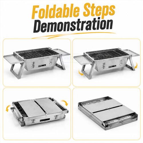 Easy Assembly Outdoor Grill-to-Carry Grill Portable Stainless Steel BBQ Grill For Outdoor Camping and Picnic Foldable Charcoal Barbecue