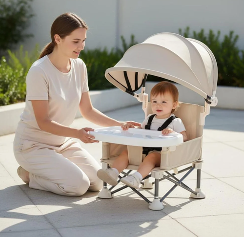 ✨ No more bulky high chairs or messy mealtimes on the go!  The Portable Foldable Baby High Chair sets up in seconds and folds just as quickly, giving your little one a safe, comfortable place to eat wherever you are.  👶 One-Click Folding Design 🛡 Secure 5-Point Safety Harness 🎒 FREE Travel Storage Bag 💦 Easy-to-Clean Removable Tray & Seat Cover 🏕 Perfect for Travel, Camping, Restaurants & Family Visits  Because every adventure is better when mealtime is this easy. 💛