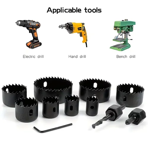 11pcs Hole Saw Set Tools,suitable for wood, metal alloys, round shape with case