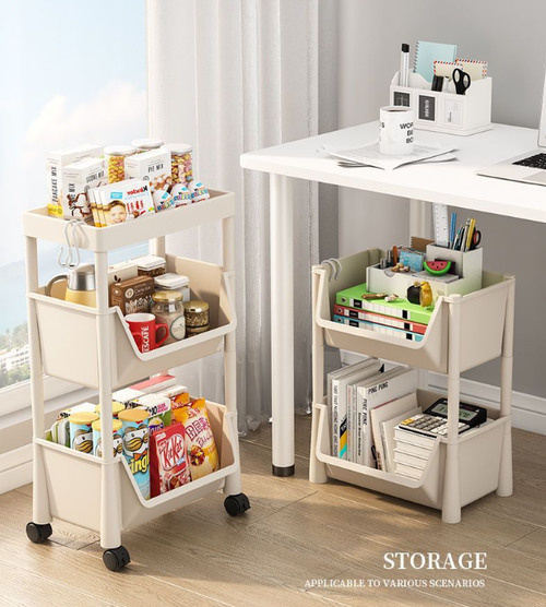Multi-Tier Rolling Storage Cart for Narrow Spaces
