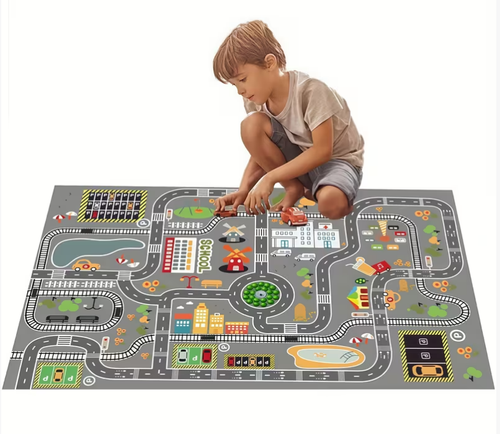 Kids City Traffic Road Play Mat | Fun Educational Play Rug For Children