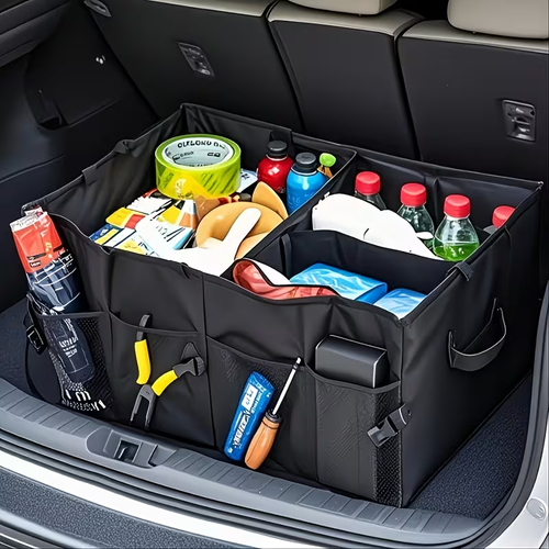 Oxford Cloth Car Storage Box, Foldable Multifunctional Organizer, Portable Trunk Storage Bin for Vehicle Interior Sundries Organization