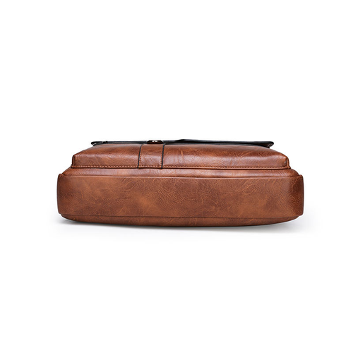 Vintage Leather Messenger Bag for Men Large PU Leather Laptop Briefcase Satchel Polyester Zipper Waterproof School Work Bag