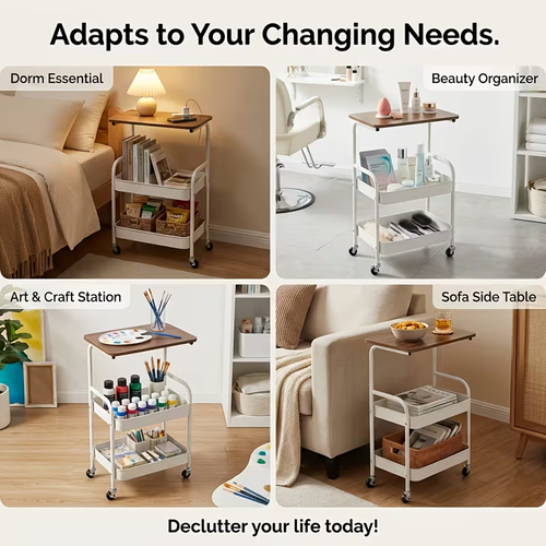 Mobile multi-purpose trolley with storage – Multi-level storage trolley for household items and snacks 🛒🏠