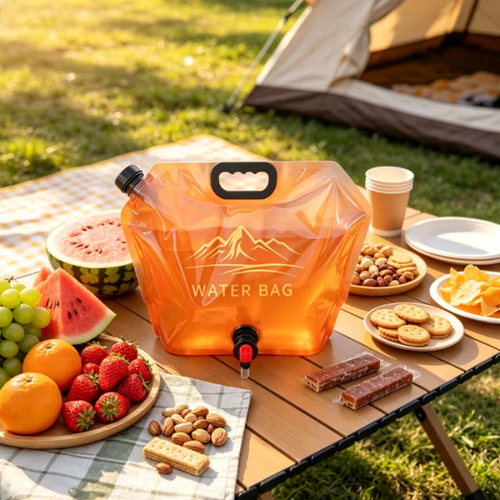 🌲Outdoor Collapsible Water Container Bag – PE Material, 8L Capacity with Knob Faucet, Foldable & Portable for Camping & Road Trips