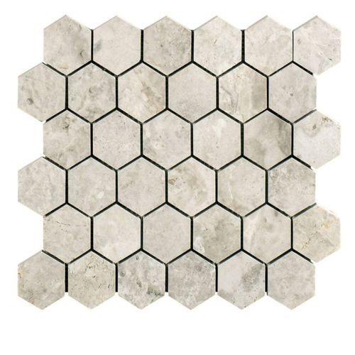 SILVER LIGHT MARBLE MOSAIC HEXAGON TILES     Maryland  Massachusetts  Michigan  Minnesota  Mississippi  Missouri  Montana