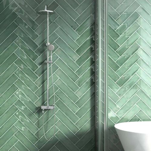 TERAMODA EMERALD GLOSS HERRINGBONE GLAZED CERAMIC TILES   Denmark Estonia Finland France Georgia