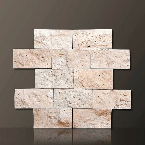 CLASSIC SPLIT-FACE TRAVERTINE MOSAIC TILESCustom Quartz surface