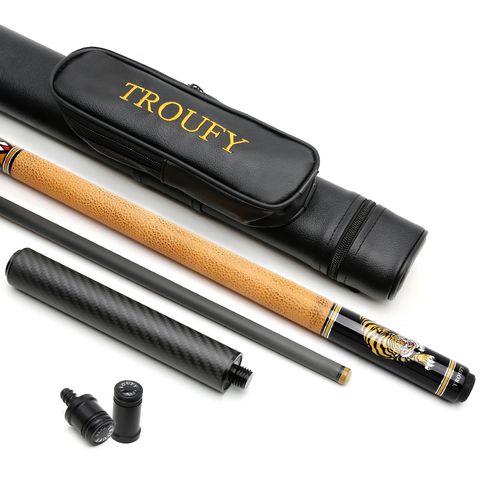 TROUFY High Quality Carbon Fiber Pool Cue Stick 12.5mm with Case Set