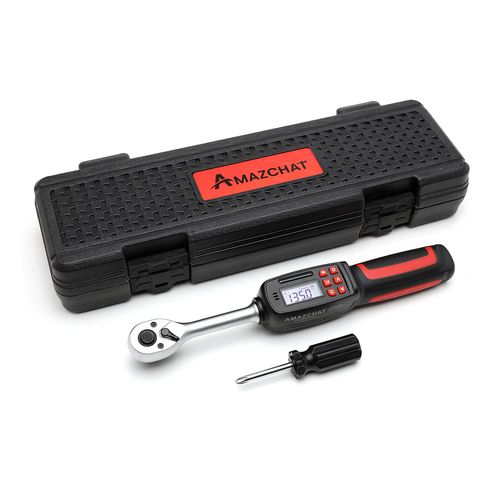 1 2-Inch Digital Torque Wrench(5.01-99.6 ft-lbs 6.8-135Nm), 2% CW Torque Accuracy, Electronic Dual-direction Torque Wrench Set with Buzzer and LED Flash Notification For Bike