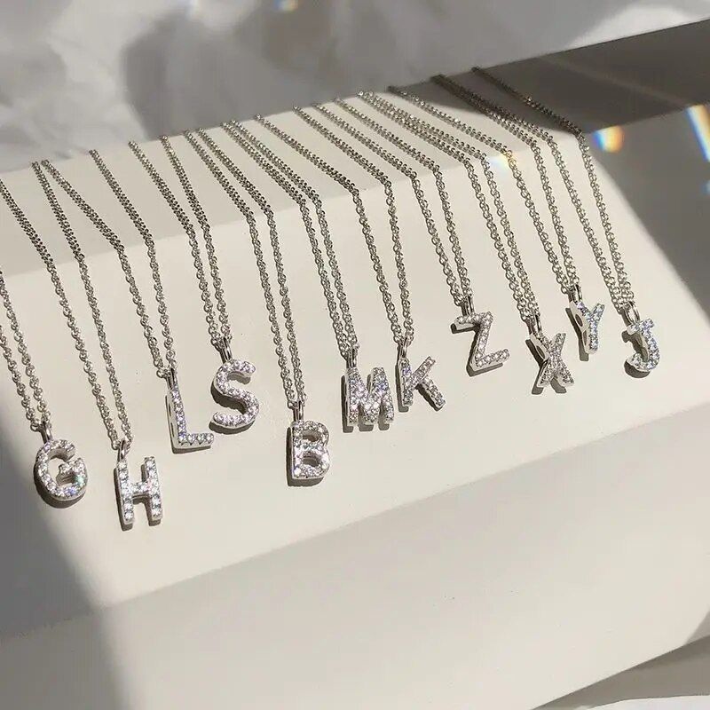 New Fashion 925 Sterling Silver Monogram Necklace Initial Pendant Choker Party Gift Women's Fine Jewelry Free Shipping